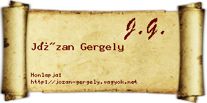 Józan Gergely névjegykártya